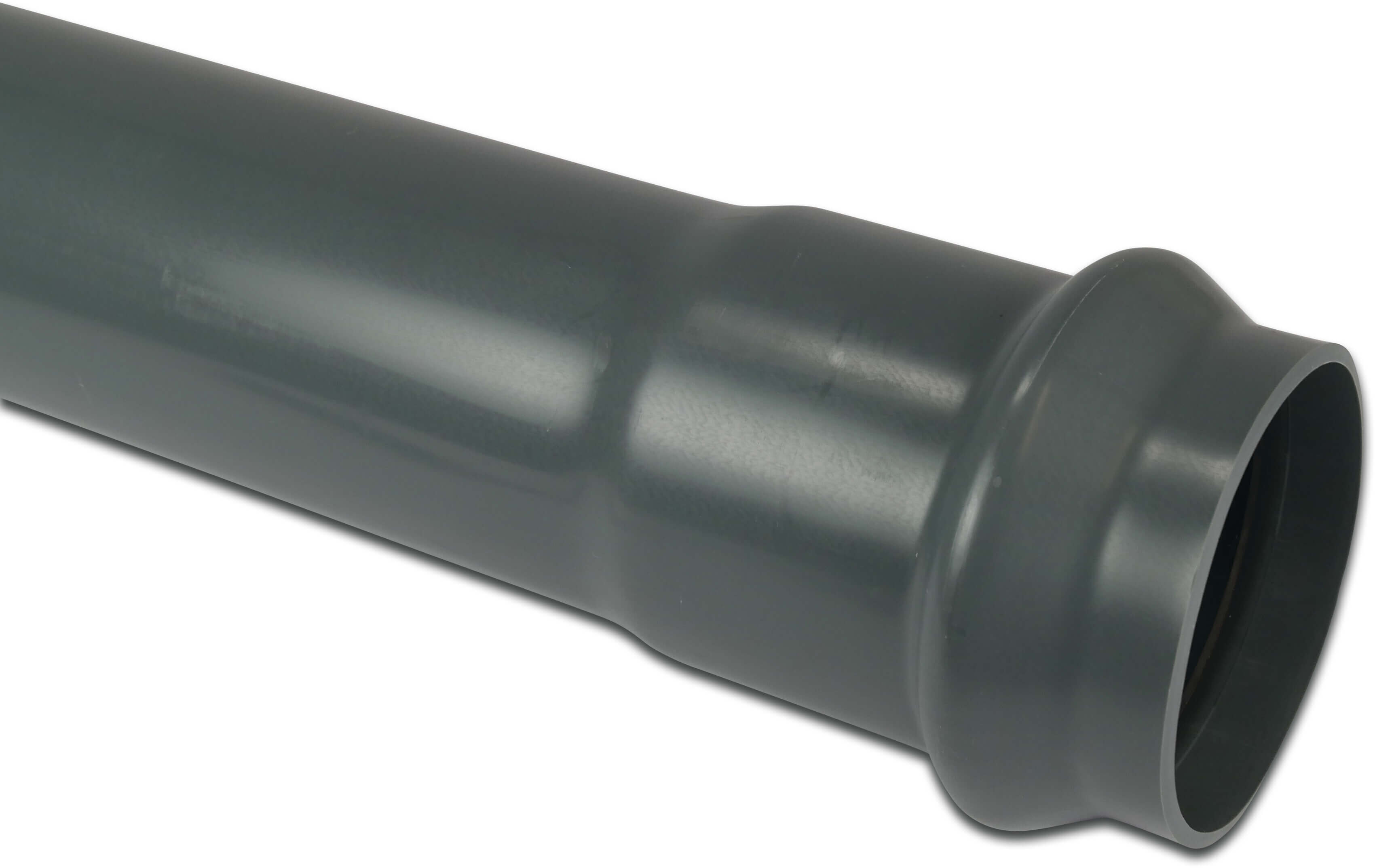 Pressure pipe PVC-U 250 mm x 9,6 mm ring seal x plain ISO-PN10 grey 5m
